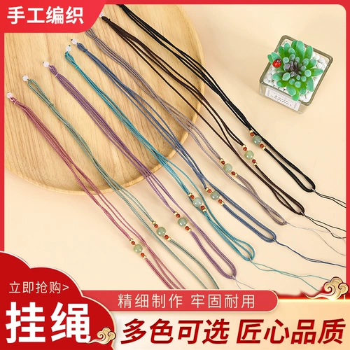 芊雅 Оригинальное изумрудное ожерелье из нефрита ручной работы из воскового агата, подвеска