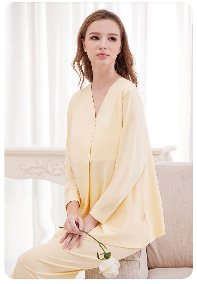 Postpartum Clothing, Summer Pure Cotton Thin Style, Sweat-Absorbent, Postpartum, with Breast Pads, Maternity Pajamas, Short-Sleeved, Breastfeeding — 23