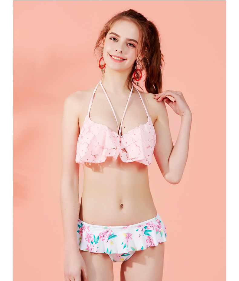Bodypops ngọt ngào và đáng yêu ren rỗng móc hoa bong bóng nóng mùa xuân tắm phù hợp với bikini nữ BCAR823A61 - Bộ đồ bơi hai mảnh đồ bơi 2 mảnh đẹp