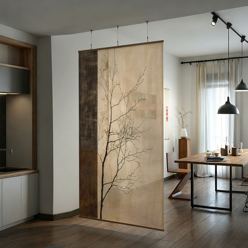 New Chinese-Style Song Aesthetic Screen Partition for Living Room and Tea Room Decoration, Small Apartment Entranceway Screen, Roller Blinds, Curtain with Dead Branches New Chinese-Style Song Aesthetic Screen Partition for Living Room and Tea Room Decoration, Small Apartment Entranceway Screen, Roller Blinds, Curtain with Dead Branches