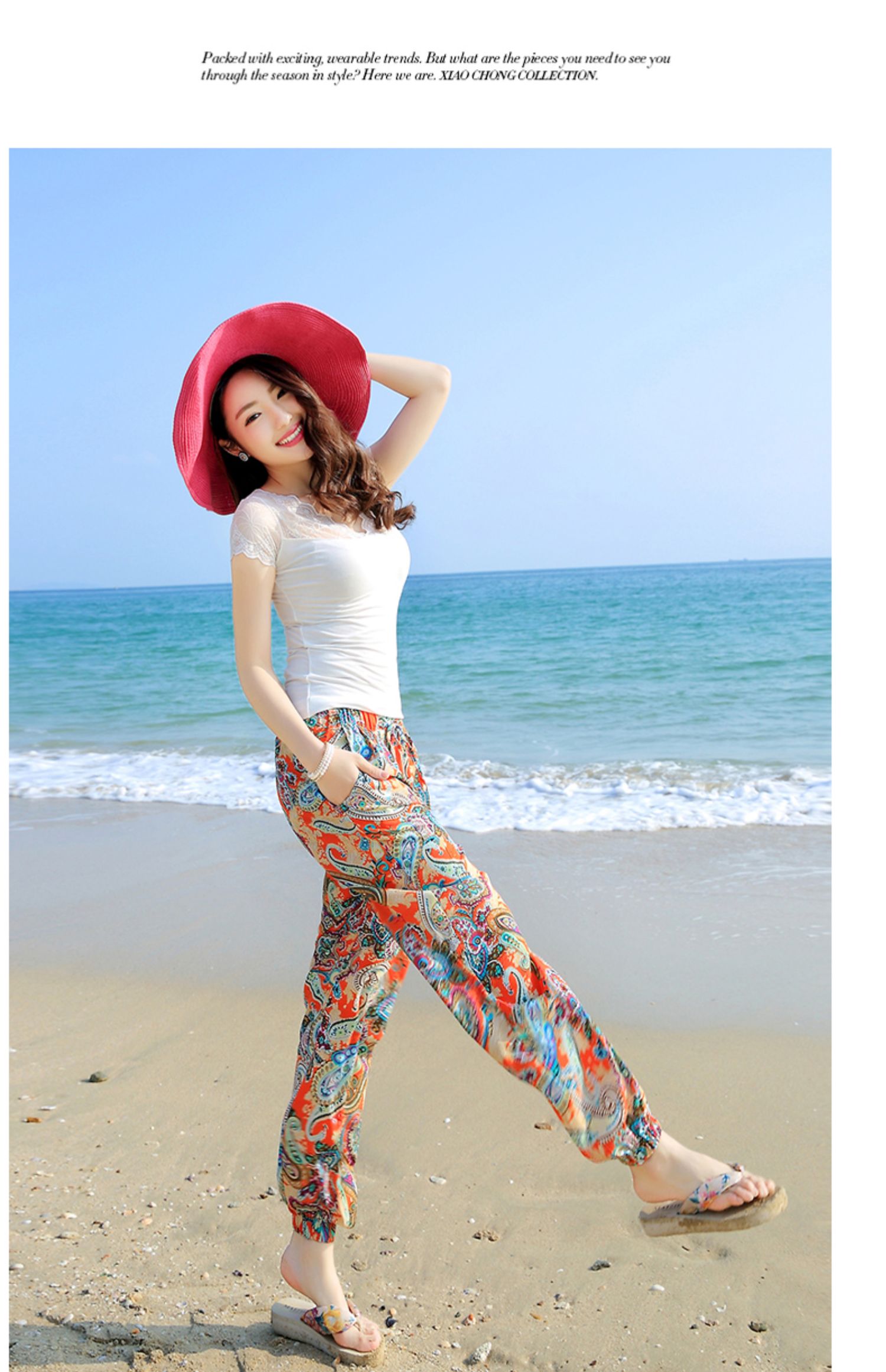 Quần Harlan hoa nữ quần nữ mùa hè mỏng phần bên ngoài mặc quần ống rộng boho quần ống đi biển - Quần Harem quần thun dài nữ