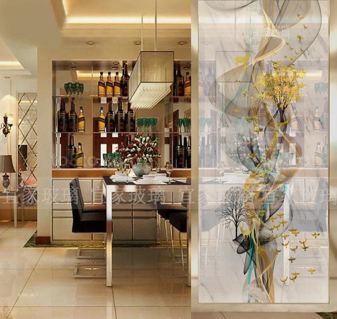 Art glass clip silk clip glue safety glass partition porch screen sliding door shoe cabinet simple European Nordic modern style