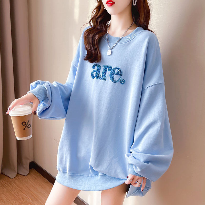 Heavy industry beads embroidered autumn dress pregnant woman fashion age reduction sweatshirt women long sleeve pregnancy loose top spring and autumn maternity wear