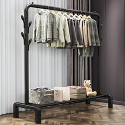 Steel Pipe Clothes Drying Rack, Floor-Standing, Simple Household Clothes Hanger, Space-Saving Indoor Coat Rack, Bedroom Clothes Rod