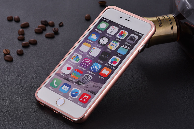 iMatch Luxury Aluminum Metal Bumper Premium Genuine Leather Back Cover Case for Apple iPhone 6S/6 & iPhone 6S Plus/6 Plus