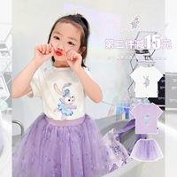 Amybaby Милая мультяшная футболка с коротким рукавом с круглым воротником, юбка, комплект