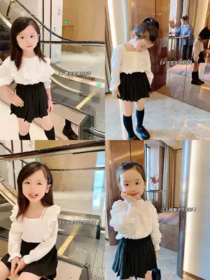Amybaby Girls' Shirt 2021 Spring and Autumn Thin Children's Long Sleeve Top Baby Stylish White Shirt