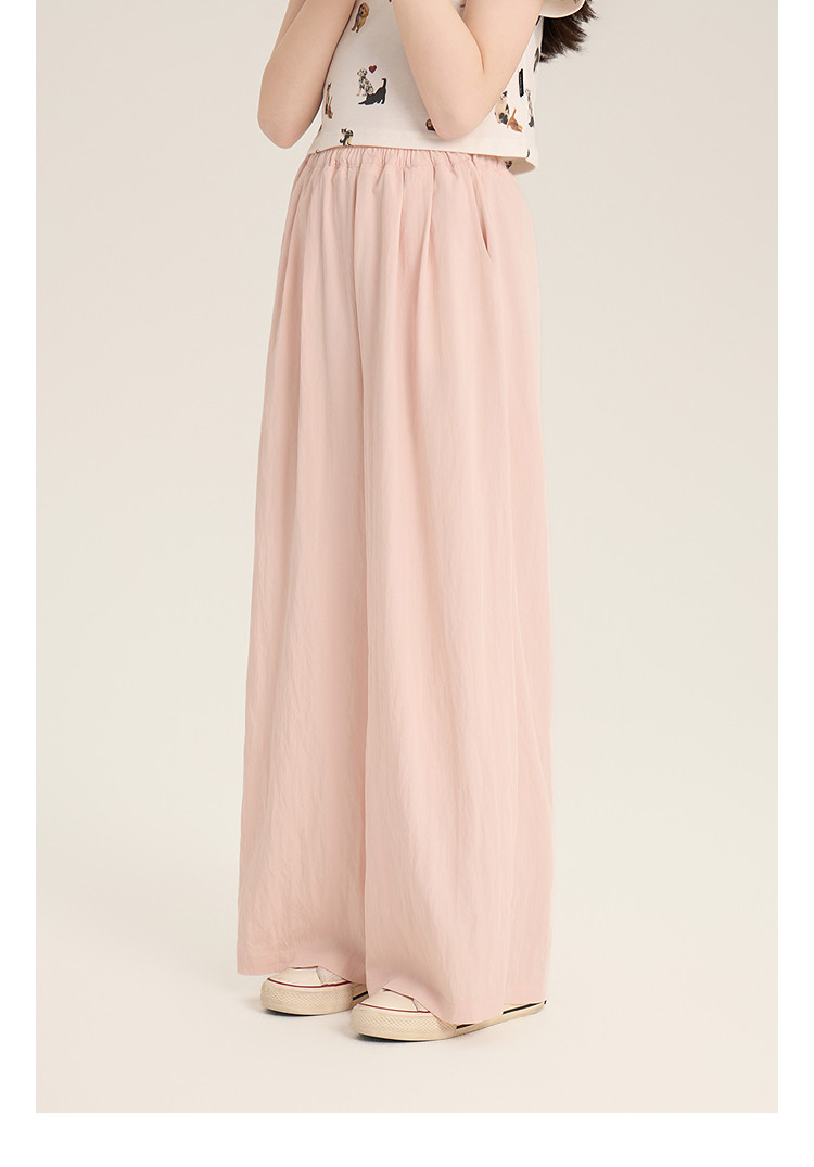 Amybaby Girls' Pants Summer 2026 New Style Lazy Style Pure Color Simple Versatile Loose Wide-Leg Pants — 21
