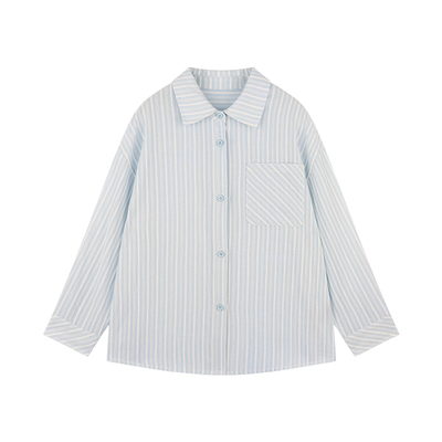 Amybaby Girls' Tops Autumn 2026 New Korean Style Soft and Trendy Ins-Style White-Striped Loose Shirt — 2