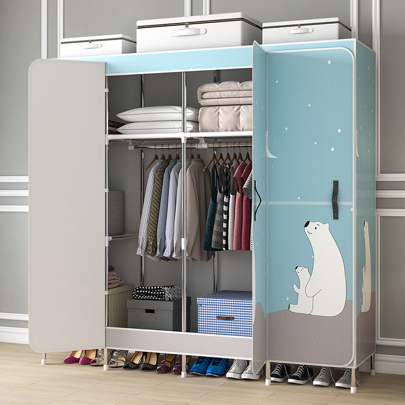 Simple wardrobe Home Bedroom rental room with cloth wardrobe sturdy and durable steel tube plus coarse modern minimalist hanging chefs