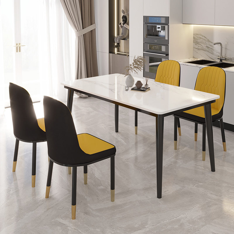 Table Home Small family Type modern minimalist light extravagant rock plate Dining Table Dining Room Marble Dinner Table And Chairs Combination
