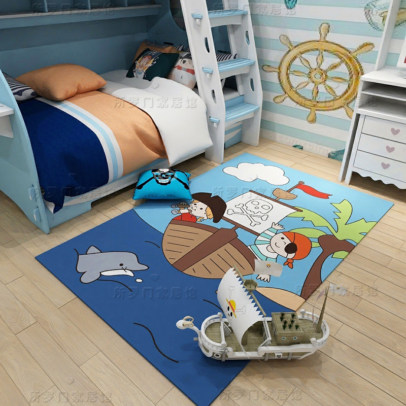 Phim hoạt hình cướp biển tàu mẫu giáo tấm thảm bé trai phòng trẻ em phòng ngủ cạnh giường chiếu bàn ghế đệm tùy chỉnh dày - Thảm
