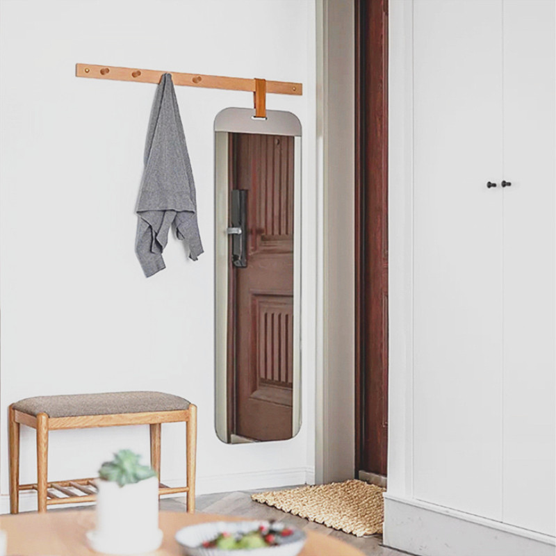 Entrance to the family Guan Guan Clothing Hat Holder Mirror Sticker Wall Body Mirror Integrated With Full Body Mirror S Full Body Mirror Solid Wood Hanging Clothes Hanger