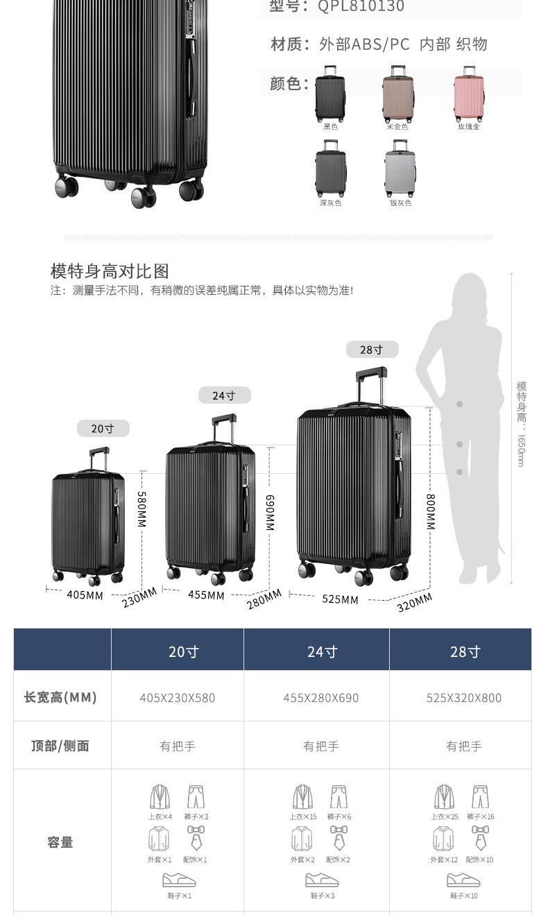 七匹狼 德国拜耳PC+ABS复合材质 拉杆箱 20寸 图11
