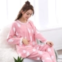 Bà bầu đồ ngủ mùa xuân và mùa thu mỏng phần sau sinh tháng quần áo cotton dài tay cho bà bầu quần áo cho con bú quần áo phục vụ nhà - Giải trí mặc / Mum mặc đồ bầu mặc nhà