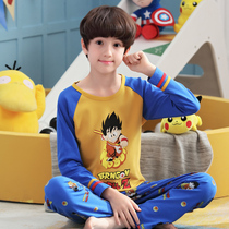 Spring and autumn childrens pajamas boys summer thin autumn long-sleeved cotton boys pajamas toys home clothing set