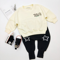 ins explosive spring new male and female baby Korean tide pullover letter printing sweater childrens cotton sweater