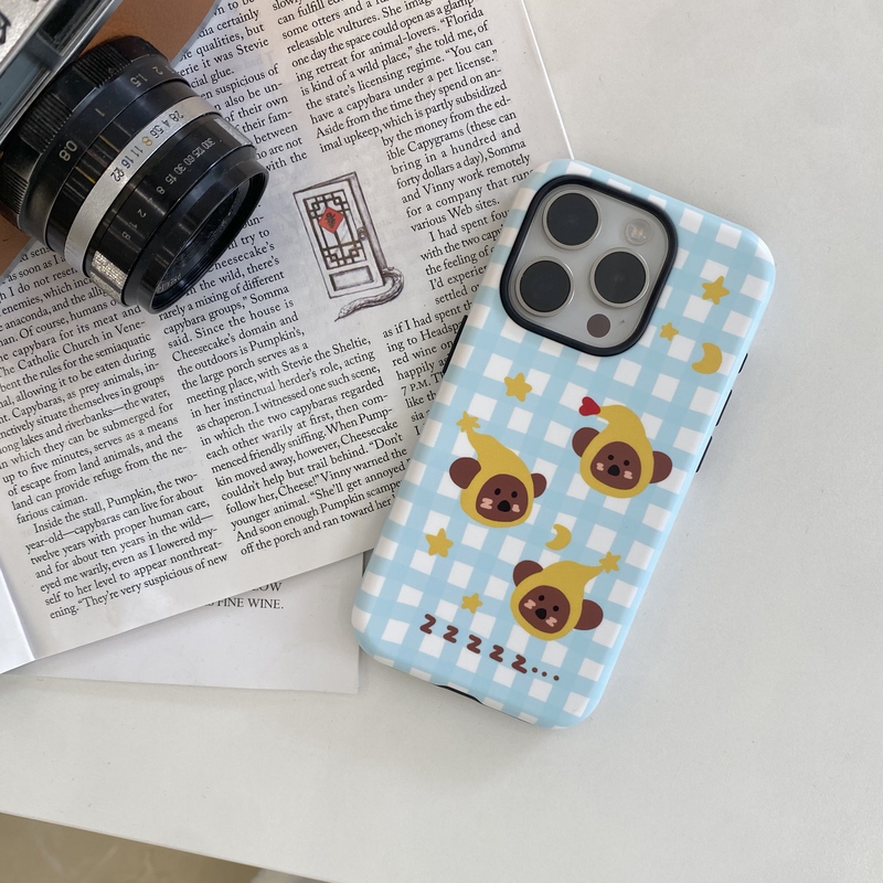 Wewe11 Original Good Night Star Chestnut Bear Korean Imported Film Two-In-One Frosted Phone Case