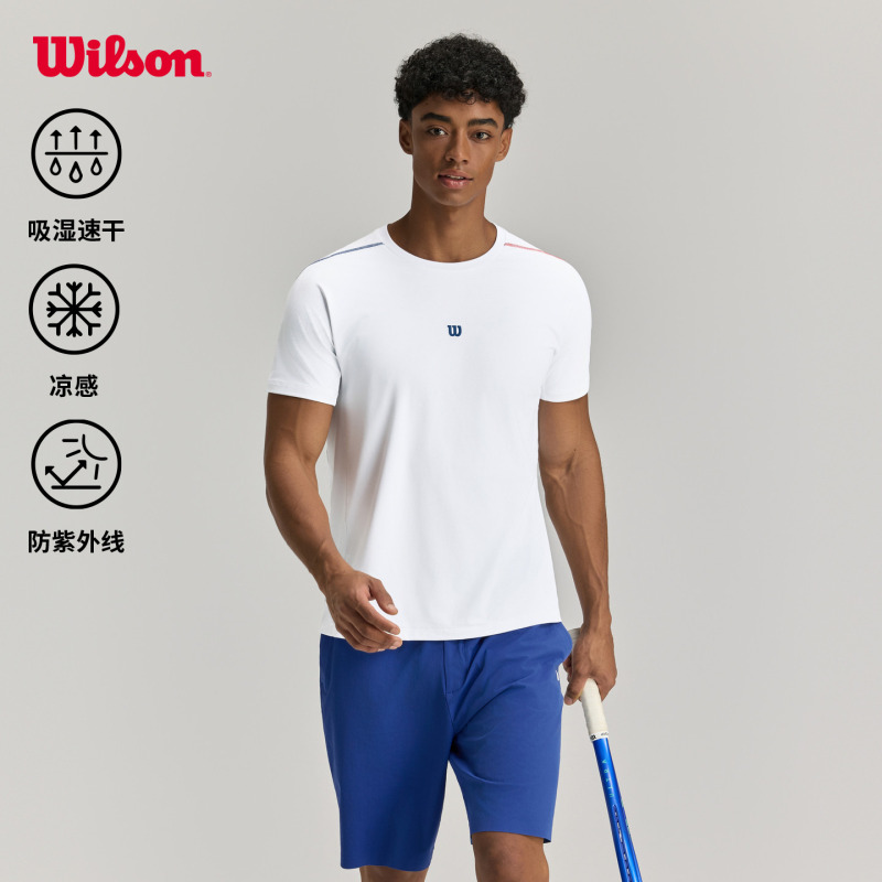 Wilson Wilson 26 New Summer Style Men's Moisture-Absorbent and Quick-Drying Tennis Sports Running Knitted Short-Sleeved T-Shirt