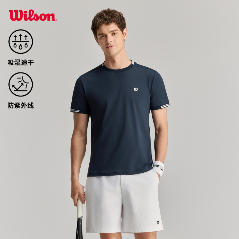 Wilson Wilson 26 New Summer Style Men's Moisture-Absorbent, Quick-Drying, Crisp and Breathable Tennis Sports Knitted Short-Sleeved T-Shirt