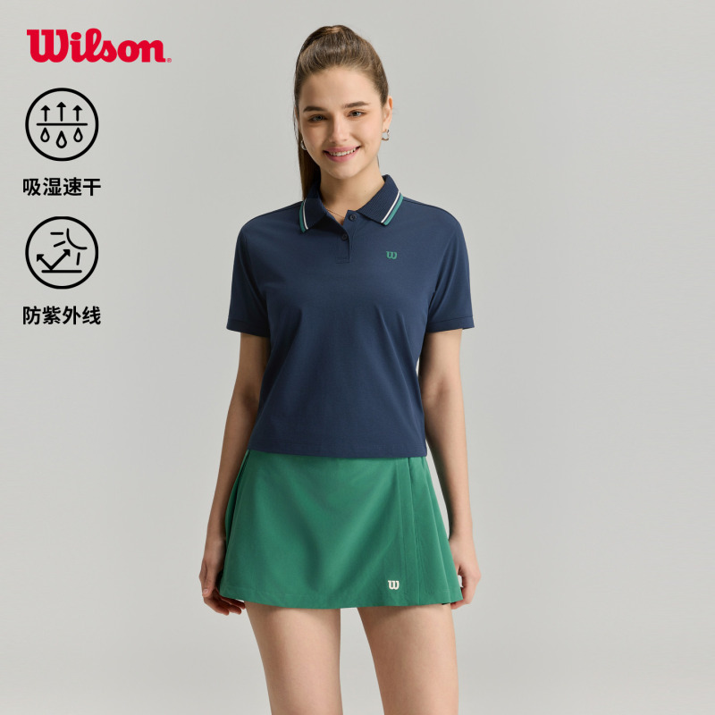 Wilson Wilson 26 Summer Women's Moisture-Absorbing Quick-Drying Two-Button Contrasting Color Versatile Tennis Sports Short-Sleeved Polo