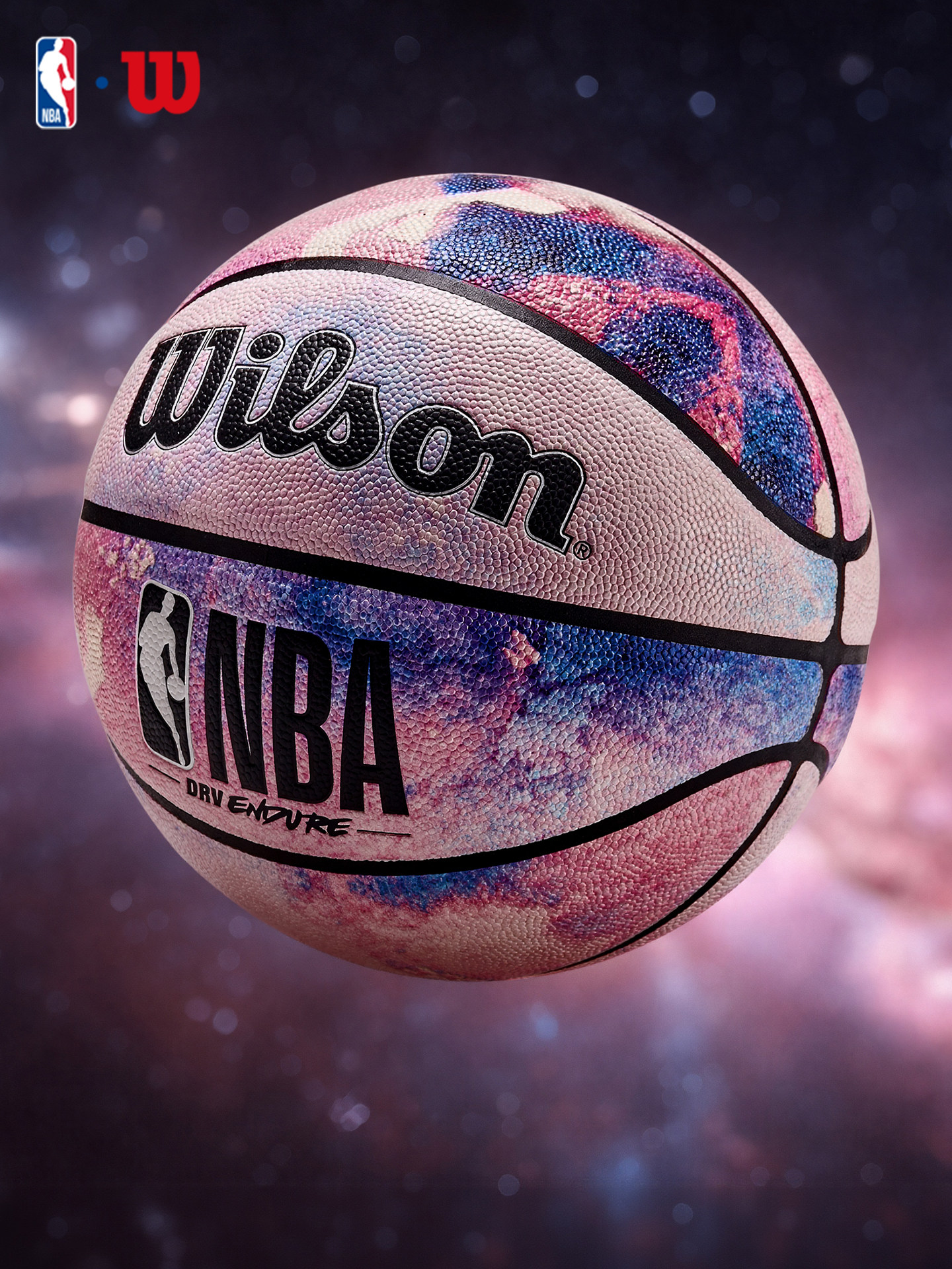 Wilson Official Nba Co-Branded Trendy Tie-Dye Gradient College Student Indoor and Outdoor Universal Size 7 Basketball