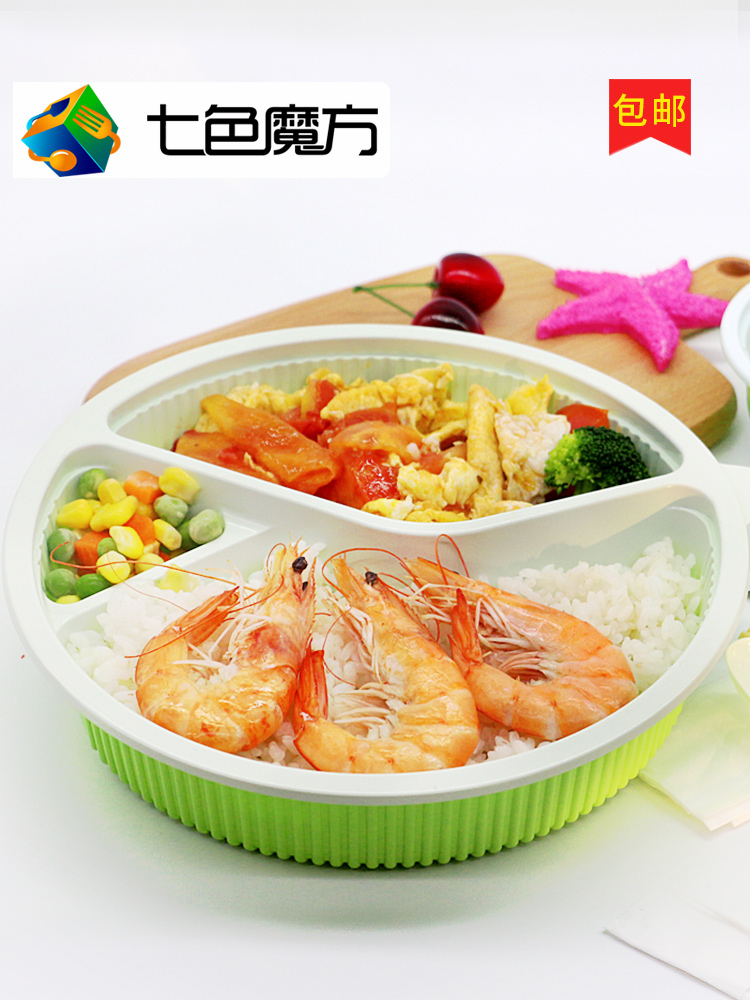 Yangguang tableware disposable lunch box Round three-grid packaged fast food delivery covered lunch box Plastic lunch box Dexus box