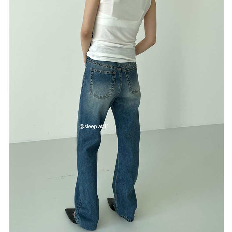 Sleep at 1100 hitch Classic 2022 Summer new display slim high waist washed water retro casual jeans Women