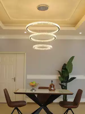Simple modern creative personality atmosphere Living room Bedroom Dining room Ring round led crystal chandelier Stainless steel lamps