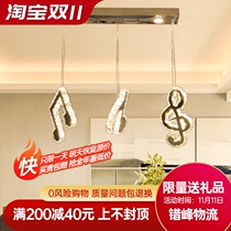 Simple modern crystal creative note chandelier personality fashion three head single head dining hall light bar Art chandelier