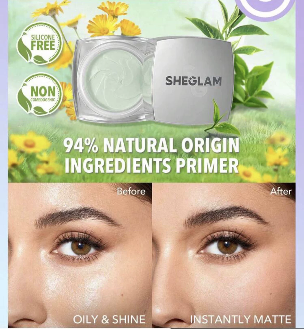 Primer Sheglam 30 g, pore-minimizing makeup base, moisturizing and oil-control options