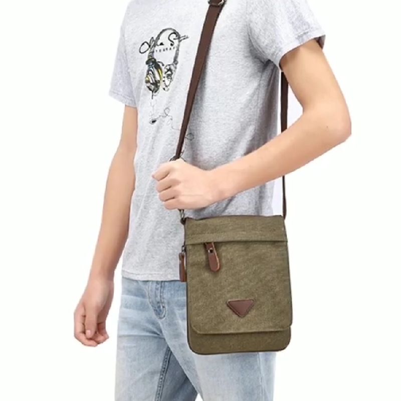 2026 Ultra-Thin Flip-Top Canvas Bag Vertical Square Zipper Expandable Shoulder Crossbody Bag 9.7inch iPad Umbrella Small Bag