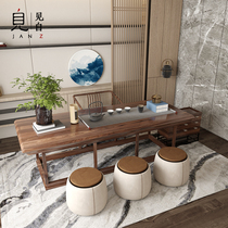 New Chinese solid wood Zen Tea Table And Chairs Combined Luxurious Tea Table Modern Minimalist Office Tea Set Suit