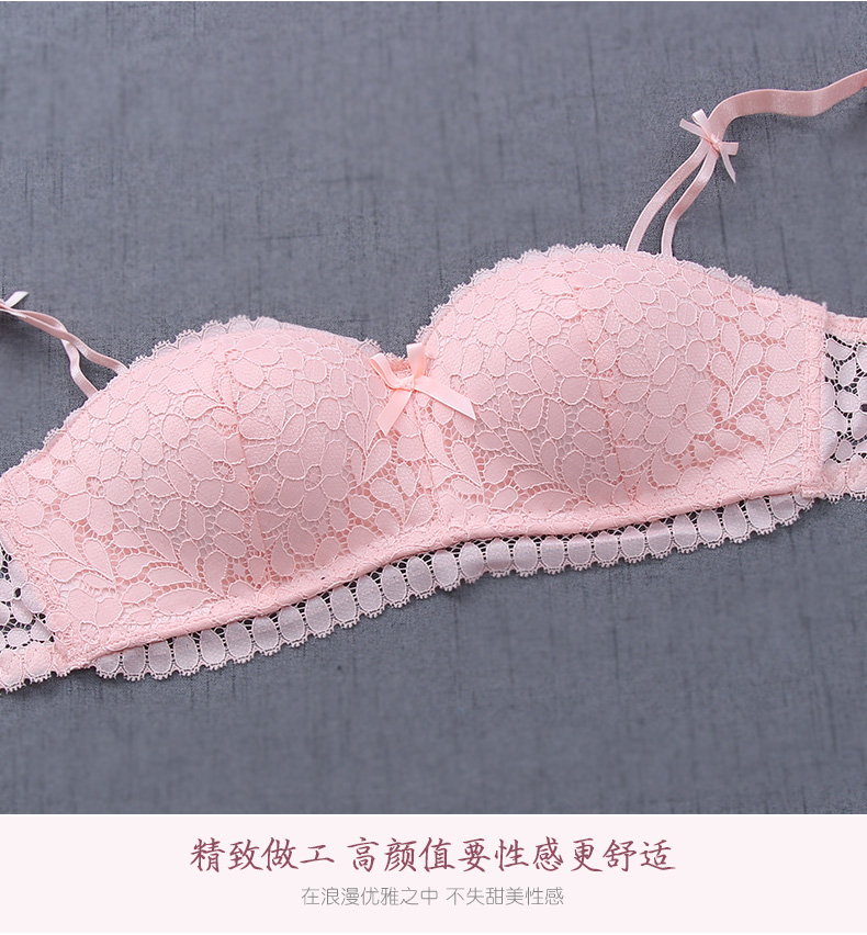 Đồ lót nửa cốc thu thập ngực nhỏ ren gợi cảm trên hỗ trợ không có vòng thép mỏng phần một nửa áo ngực đặt áo lót mỏng