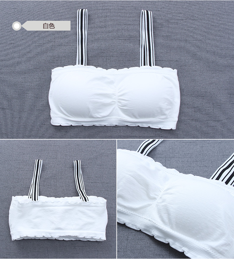 Chống mục tiêu quấn ngực kiểu ống hàng đầu đồ lót nữ vest đen trắng nữ sinh trung học áo ngực đẹp lưng tụ tập phiên bản Hàn Quốc áo ngực rút dây