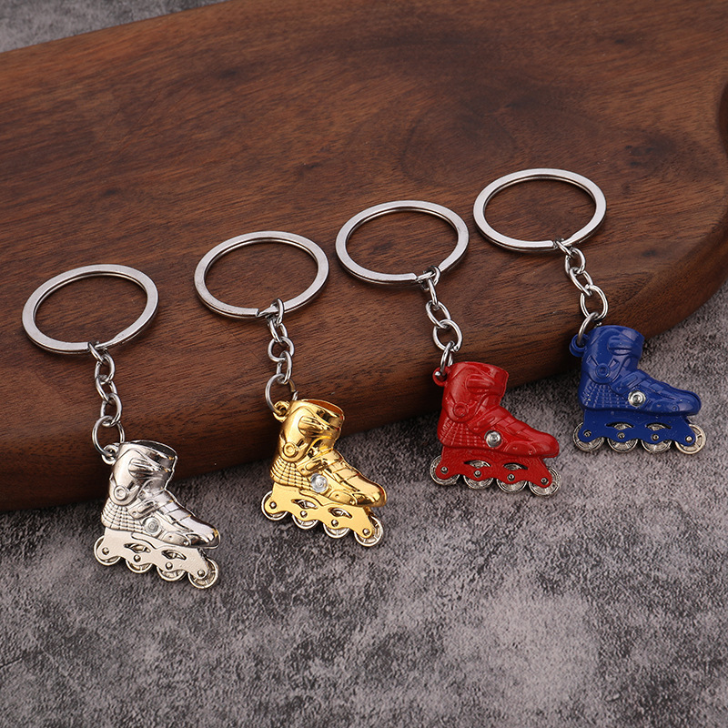 Creative Metal Roller Skate Keychain 3D Simulation Roller Skate Keychain Figure Skating Sports Event Small Gift