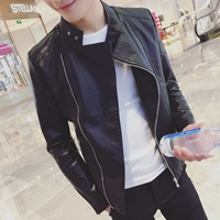 Quần áo da nam 2018 thu đông mới Slim phiên bản Hàn Quốc của xu hướng đẹp trai trẻ trung xe máy PU áo khoác da nam - Quần áo lông thú shop thoi trang nam 