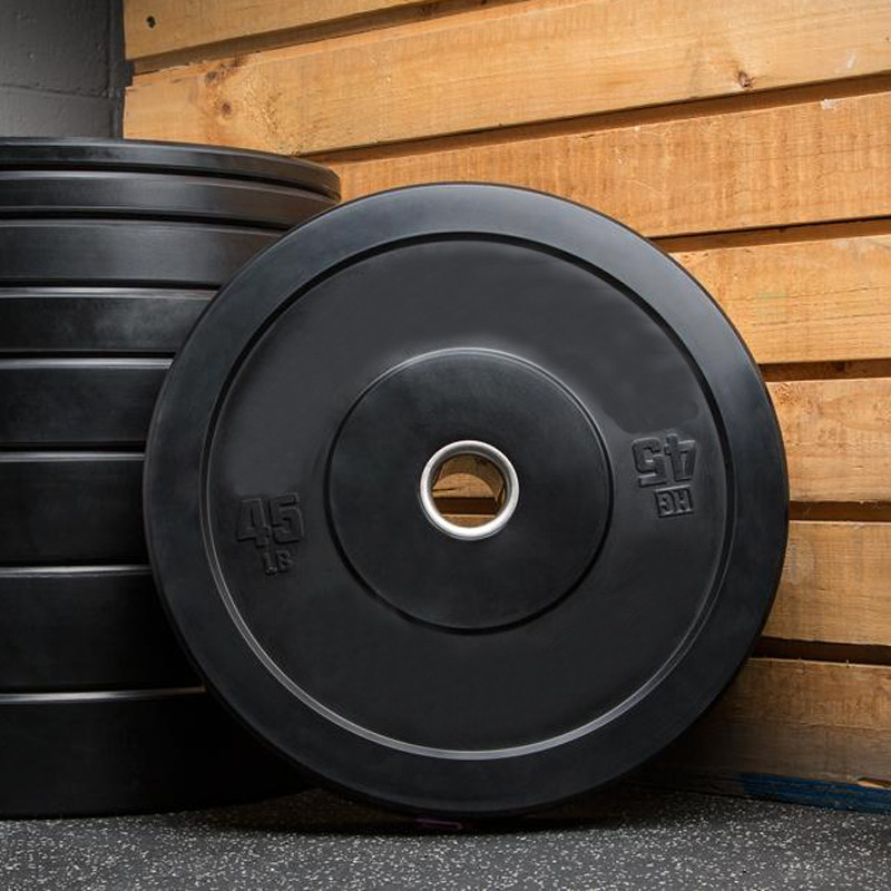 Black full rubber barbell tablets can wrestle competitive bounce weightlifting competition barbell okata gym commercial personal training equipment