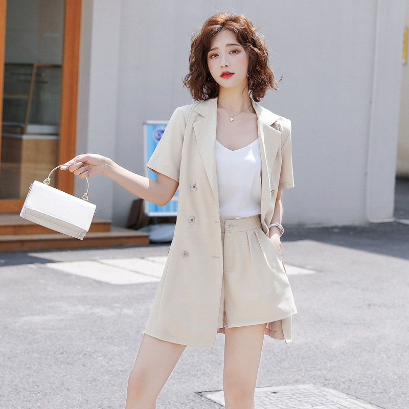 Tide brand suit shorts suit female 2020 spring and summer new Korean edition professional ocean fashion suit three pieces tide