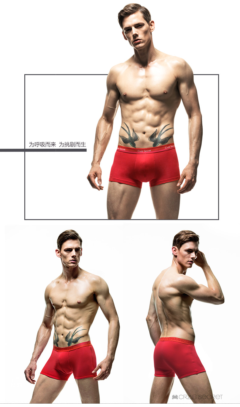 Crab Secret Quần lót nam Cotton Đồ lót nam Boxers Thanh niên Thể thao Sexy Quần thoáng khí Góc quan xi