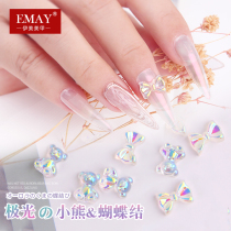 Net red explosive Aurora bow magic color shining bear three-dimensional transparent nail art 3d finished Diamond Japanese jewelry