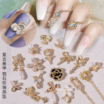 Nail jewelry bow 2021 new luxury bright three-dimensional zircon fashion Hello Bear butterfly flower decoration