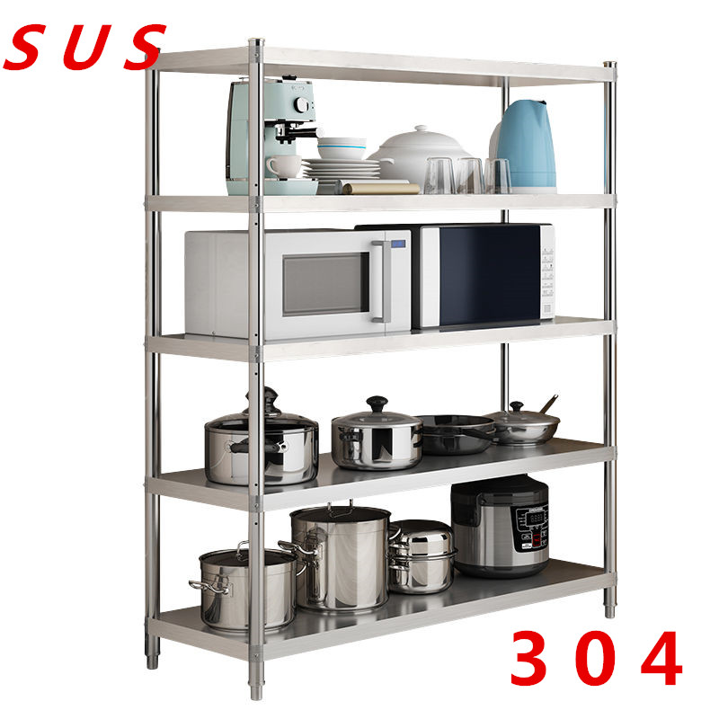 304 stainless steel kitchen shelving ground floor multilayer containing layer rack microwave oven home shelving shelf 4 floors