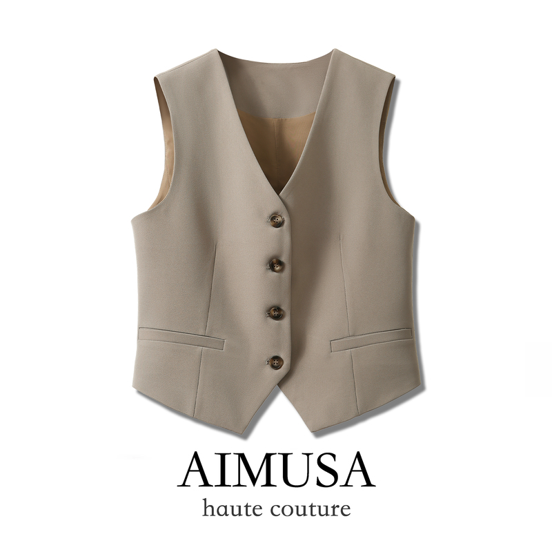 Aimusa 26 Spring/Summer Old Money Style Suit Vest Jacket Women's Spring and Autumn Fashion Sleeveless Waistcoat Vest