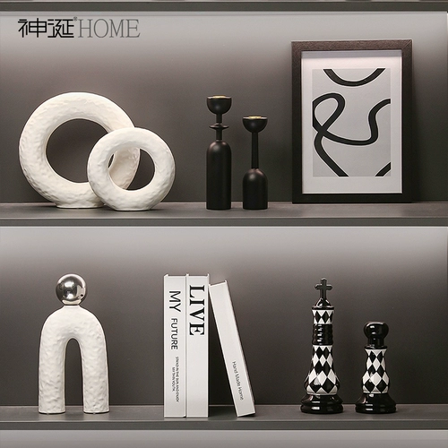 Современные простые черно -белые абстрактные украшения украшения домашняя гостиная вина вина шкаф для телевизионного шкафа