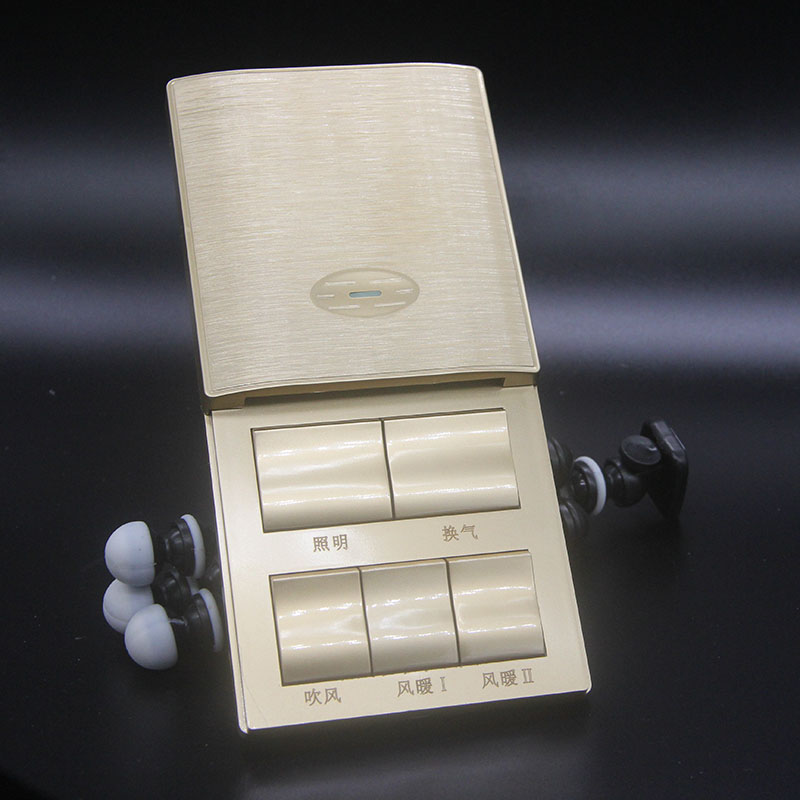 Bath Overpower Switch Five Open Slide Cover Universal Bathroom Waterproof Five All-in-one Toilet Bath Overwind Champagne Gold Panel 