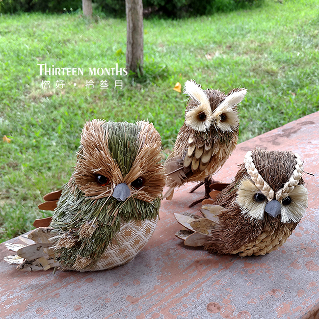 Owl ornaments Mori foreign trade straw simulation small animal handicrafts zakka export decorative props