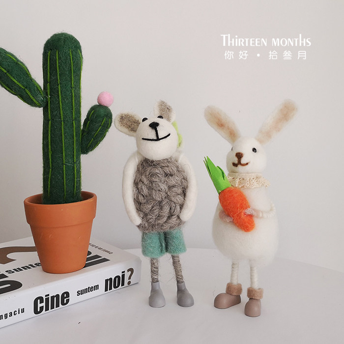 Couple Rabbit Miss American Country Rabbit Wedding Festival of Gift Wool Felt Finished Decorations