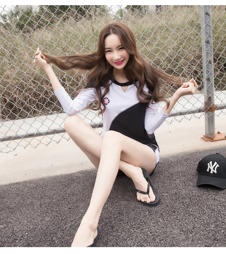 Cặp đôi đồ bơi nữ bảo thủ 2018 mới xẻ góc phẳng che bụng giảm béo mùa xuân du lịch biển quần tây nam phù hợp với quần 	đồ đi biển cặp đôi	
