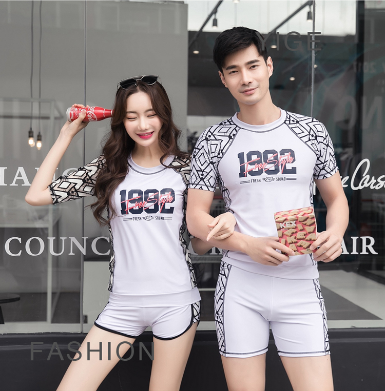 Bộ đồ bơi đôi mới của phụ nữ phù hợp với bộ đồ bơi ba mảnh thể thao che bụng nóng bỏng bên bờ biển đồ đi biển cho cặp đôi